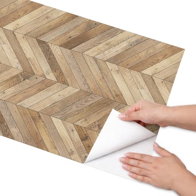 Coloray Meubel Wrap Folie - Bruin Meubelfolie - 50x100 cm - Plakfolie Meubels Rustiek visgraatpatroon - Decoratiefolie Zelfklevend - Rustiek Meubelfolie - Meubelfolie Zelfklevend - Badkamer decoratie - Texturen