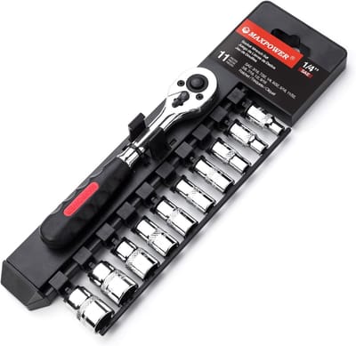 Dopsleutel Set - Ratelsleutel Set - Bevestigingen Aandraaien - Quick Release Handvat - 1/4 Inch - Chroom