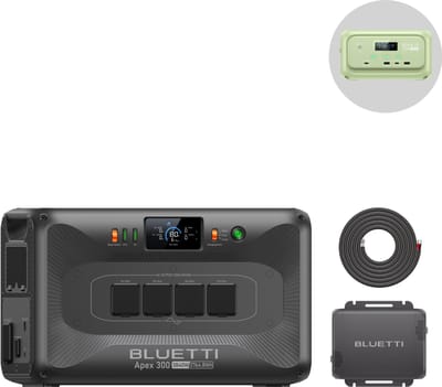 BLUETTI Apex 300 - 2764,8 Wh - 3840W - Duurzame energie - LiFePO4 - met Charger 2 - 1200W dynamo- en zonne-energie-dual-DC-lader- voor een levensduur van 17 jaar- APP- Plug-and-play installatie met directe UPS-omschakeling binnen 20 ms