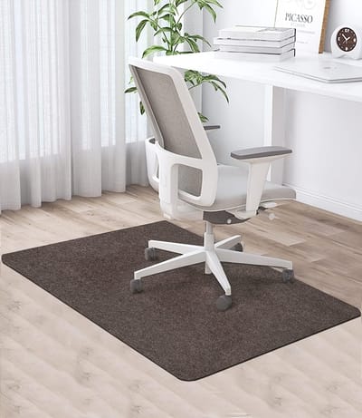 Bureaustoelonderlegger, 90 x 120 cm, bruin, vloerbeschermingsmat, bureaustoel, vloerbeschermingsmat voor harde vloeren, krasbestendige vloermat, stoelonderlegger, bureaustoelonderlegger voor laminaat