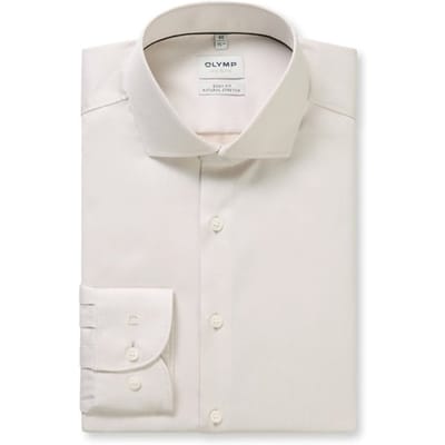 OLYMP Level 5 body fit overhemd - twill - beige - Strijkvriendelijk - Boordmaat: 44 (EU maat: XL)