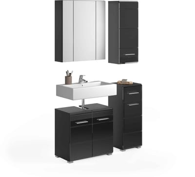 Linus badkamercombinatie zwart hoogglans MDF TZ - 34x106x182cm