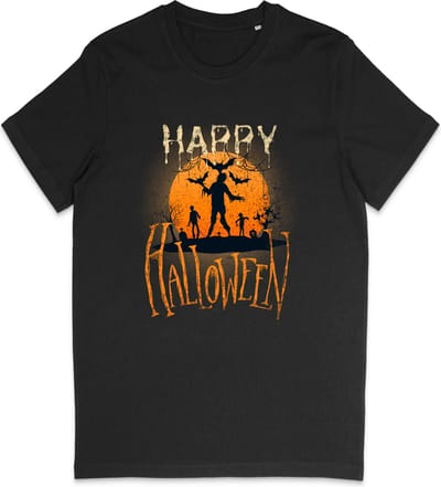 T Shirt Meisjes Jongens - Halloween Print - Zwart - Maat 92