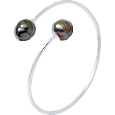 Armband Prestige Jij & Ik - Zilver 925 - 2 Echte Gecultiveerde Tahiti Parels Omringd 10-11 mm