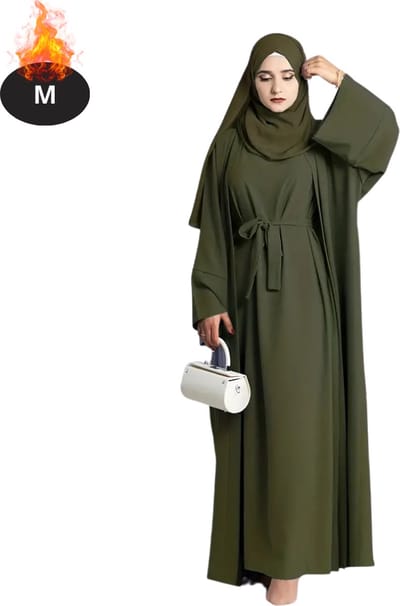 Bovista Islamitische Kleding - Djellaba Dames - Moslim Kleding - Arabisch Dames Kaftan - Alhamdulillah - Legergroen M
