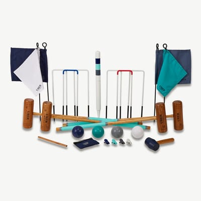 Ubergames- Pro Croquet set - Engels Tuinspel - 4-persoons - Hardhouten Mallets - Kunststof Ballen - 11mm Stalen Poorten