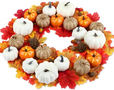Dailygoods- Herfstdecoratieset 160 Stuks - Kunstmatige Pompoenen - Esdoornbladeren - Eikels - Dennenappels - Levensecht en Herbruikbaar - Herfstversiering