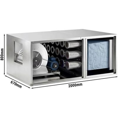 GGM Gastro Abluftreinigungsanlage mit Motor - 3500 m³ - 70 % Abscheidegrad - mit Vor-, Taschen- & Aktivkohlefilter Zilver