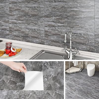 Betonlook wandstickers voor de keuken en badkamer, waterdicht en zelfklevend, 60x30CM, 4 stuks, ideaal voor renovatie en interieurdecoratie