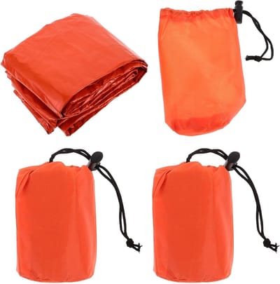 Nood Slaapzak - Survival Bivakzak - Buiten Overleven - Verstelbaar Trekkoord - 213 cm Lengte - Oranje