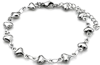 Armband - RVS - hartjes - zilverkleurig - 16-21 cm - dames