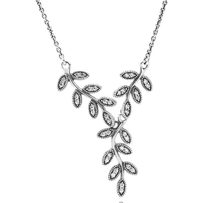 Originele sprankelende bladeren met kristallen schakelketting halsketting voor 925 sterling zilveren bedelarmband Europa DIY sieraden gray