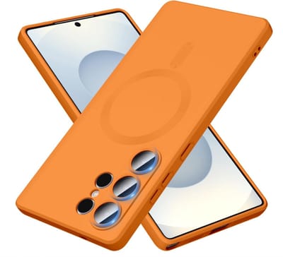 Casemania Hoesje Geschikt voor Samsung Galaxy S26 Ultra - Oranje - Matte Siliconen Back Cover - Geschikt voor MagSafe