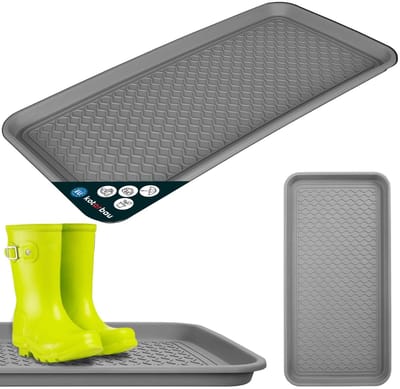 KOTARBAU® Schoenenlekbak, Lekbak Schoenen, Kunststof, 38 x 76 cm, Grijs, Schoenendruipbak, Schoenmat, Laarzen Afdruipmat, Schoenafdruipbak, Schoenenschaal, Lekbak voor Natte Schoenen