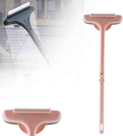 Raamschermenreiniger Kit - Schoonmaak Borstel - Ramen Zemen - Dubbelzijdige Schraperkop - 25x25x25 mm - Roze Grijs