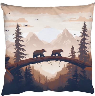 Sierkussens - Kussentjes Woonkamer - 50x50 cm - Beren - Bomen - Landschap - Zonsondergang