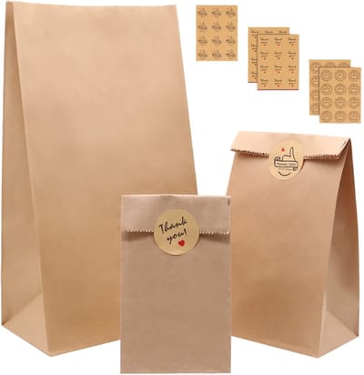 Dailygoods- Kraftpapieren Zakken 50 Stuks - Cadeauzakjes - Papieren Zakjes - Verjaardagsfeestjes - Bruiloft - 21x15x8 cm - 70g Kwaliteit