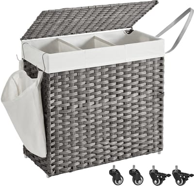 Hoppa! Wasmand - Natuurlijk, Wit - Polypropyleen(Pp), Ijzer - 66 x 33 x 66 cm (B x D x H)