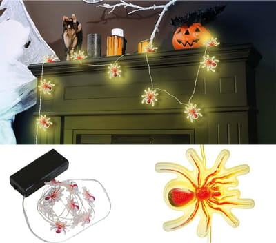 Fiestas Guirca - LED verlichting spinnen (115 cm) - Halloween - Halloween Decoratie - Halloween Versiering