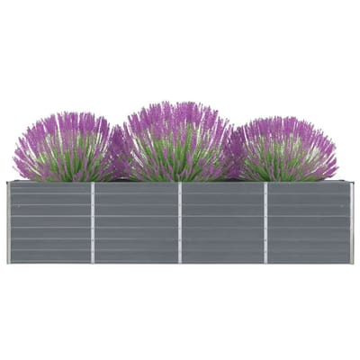 vidaXL - Plantenbak - verhoogd - 320x40x77 - cm - gegalvaniseerd - staal - grijs