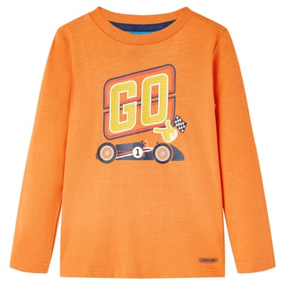 vidaXL - Kindershirt - met - lange - mouwen - 116 - donkeroranje