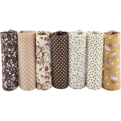 7 stuks 50*50cm Katoenen Stof DIY Diverse Vierkanten Vooraf Gesneden Beddengoed Set Kwartjes Bundel Brown