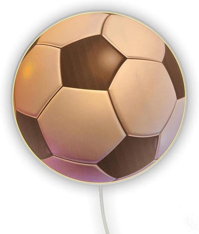 Kinderkamer wandlamp - Voetbal lamp - Indirect licht - Onbreekbaar polycarbonaat - 25 cm diameter - Zwart wit
