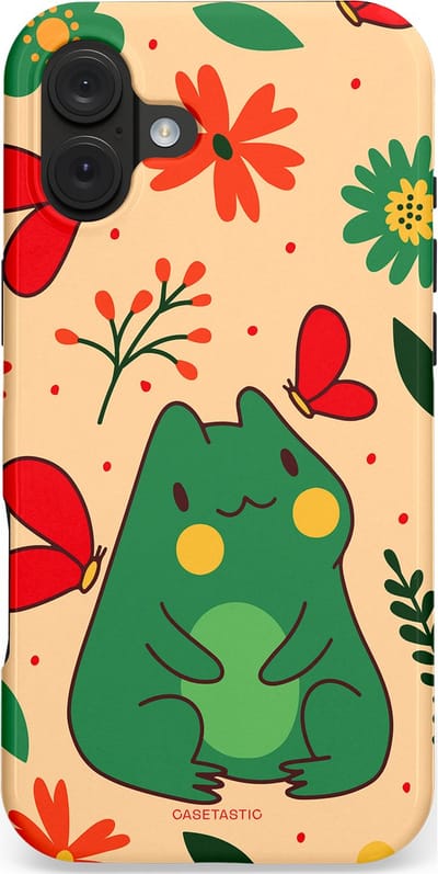Casetastic hoesje geschikt voor Apple iPhone 16 Plus - MagSafe - Dubbellaagse bescherming - Kikkerkus - Fashion Case - Beige Groen Rood Perzik