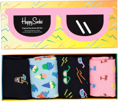 Happy Socks Tropical Day Socks Gift Set (4-pack) - kleurige tropische voetenpret - Unisex - Maat: 41 - 46