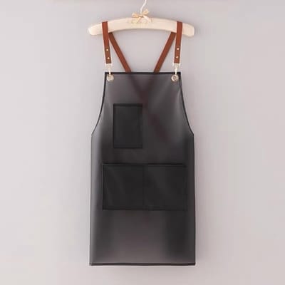Keukenschort voor dames, transparant waterdicht schort met zakken, schort met gekruiste banden op de rug, verstelbaar kookschort, afwasschort - zwart
