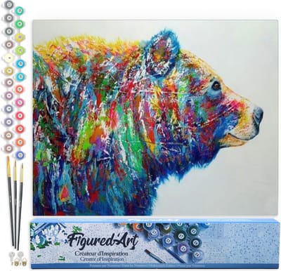 Figured'Art Schilderen op Nummer Volwassenen canvas Beer veelkleurig - Handwerk acrylverf Kit DIY Compleet - 40x50cm zonder frame