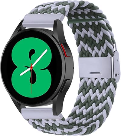 By Qubix - Geschikt voor Garmin bandje - Geschikt voor Garmin Venu / Sq / Sq2 / 2 plus - Braided nylon bandje - Groen / grijs - Smartwatch bandje 20mm