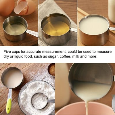 5-delige set Roestvrij Staal Maatbekers Kit Suiker Koffie Melk Keukengadget Bakgereedschap white