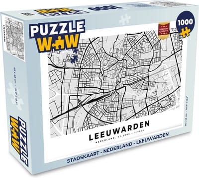 Puzzel Stadskaart - Nederland - Leeuwarden - Legpuzzel - Puzzel 1000 stukjes volwassenen - Plattegrond