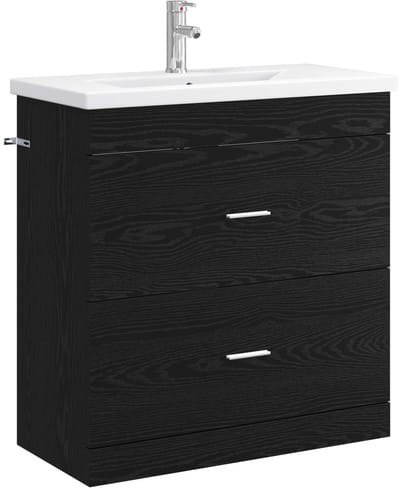 vidaXL - Badkamermeubel - Set - Zwart - eiken - 81 - x - 40 - x - 84,5 - cm - Bewerkt - hout