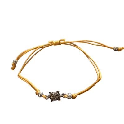 Aramat Jewels | Armbanden | Verstelbaar touw Armbandje schildpad | Oker geel | |2mm | Metaal | Kinderen, Volwassenen | Verkleurd niet