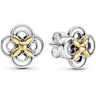 Authentieke 925 Sterling Zilveren Oorbellen Roze Madeliefje Bloem Stud Oorbellen Vrouwen Jubileum Verloving Sieraden Cadeau white