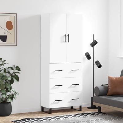 vidaXL - Hoge - kast - 69,5x34x180 - cm - bewerkt - hout - wit