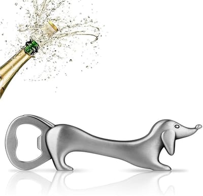 Dailygoods- Flesopener Teckel - Decoratieve Flesopener - Uniek Cadeau - Ergonomisch - Duurzaam - Zinklegering - Bieropener