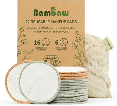 Wasbare make-up verwijderpads met waszak - Set van 22 katoenen schijven voor ecologische schoonheid