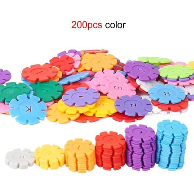 60~200 stuks Sneeuwvlok Bouwstenen Speelgoed Kinderen DIY Constructie Kleuterschool Spel Montage Educatief Speelgoed voor Kinderen Cadeau TMZ