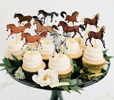 Akyol - paarden prikkers - cocktailprikkers - verjaardag prikker - thema paard - verjaardag paarden - cup cake prikker paard - Dieren- 10 stuks - cake - taart -cocktail prikker - cocktailprikker paard – dier -verjaardag topper – thema paarden