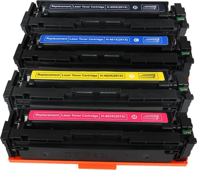 Multipack Laser Toner Cartridges (201X) Geschikt voor CF400X, CF401X, CF402X en CF403X | Geschikt voor HP Color Laserjet Pro M252, M252DN, M252N, (MFP) M277, M277DW, M277N en M274N (Zwart, Cyaan, Magenta & Geel) printer