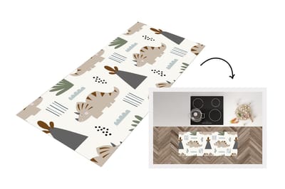 Keukenloper - Loper keuken - Jongens - Kinderen - Patroon - Dinosaurus - 120x50 cm - Keukenloper vinyl