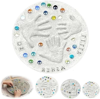 Stepping Stone Kit - Handafdruk Tuinsteen - Tuin Decoratie Maken - Met 26 Letterstempels - 35x35cm - Gekleurd