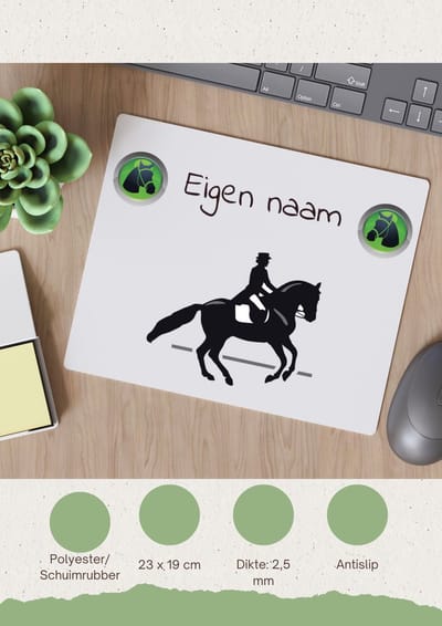 Akyol - paardrijden met naam vrouw Muismat - Paardrijden - vrouwen en meisjes - cadeau - verjaardag - geschenk - gepersonaliseerd - 23 bij 19 cm