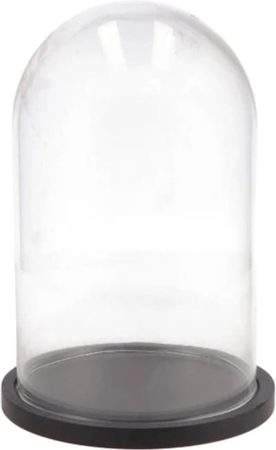 DK Design Decoratie stolp - glas - houten zwart plateau - D14 x H21 cm