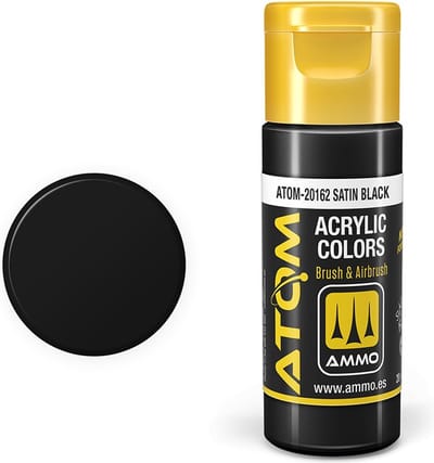 AMMO by Mig Jimenez Hobbyverf Acrylverf - MIG 20162 ATOM - Satin Black - Acryl - 20ml Verf flesje - 20 ml