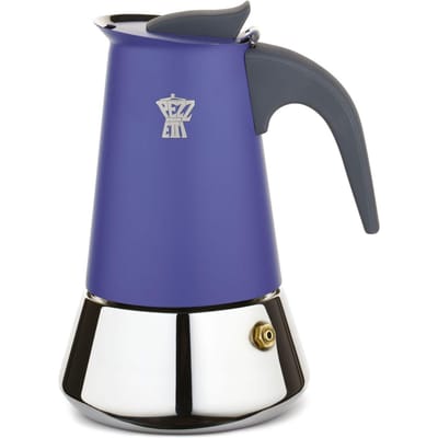 Cafetiere italienne - PEZZETTI - STEELEXPRESS - Acier inoxydable - 2 tasses - Tous feux dont induction - Bleu Indigo
