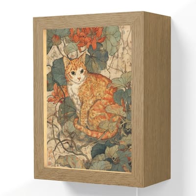 Wandlamp 15x20 cm - Oplaadbaar - Kat - Sierlijk - Bloemen - Wandlampen binnen woonkamer - Slaapkamer lamp met kabel - Decoratieve nachtlamp - Vloerlamp snoer